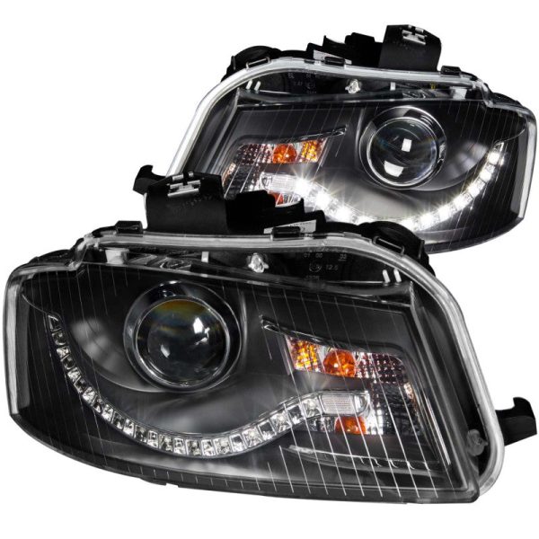 ANZO 2006-2008 Audi A3 Projector Headlights Black (R8 LED Style) Sale